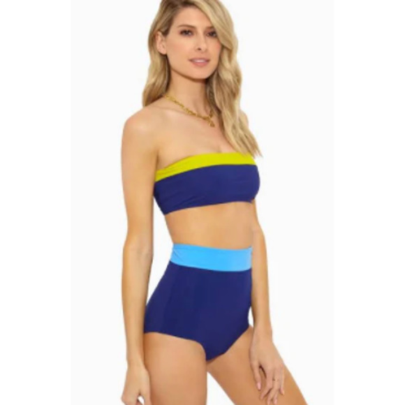 Flagpole Swim Blue Lime Green Bandeau Top - Key Lime Navy Large Large NWT - Picture 3 of 4